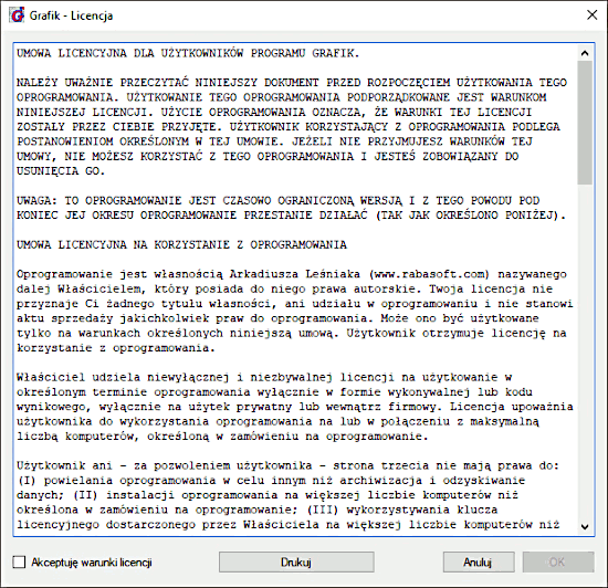 Licencja programu Licencja programu