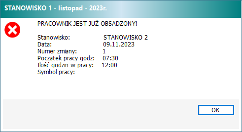 Komunikat Grafika Komunikat o błędzie w Grafiku