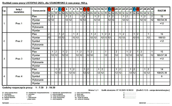 Podgląd wydruku Grafika dla stanowiska Podgląd wydruku Grafika dla stanowiska